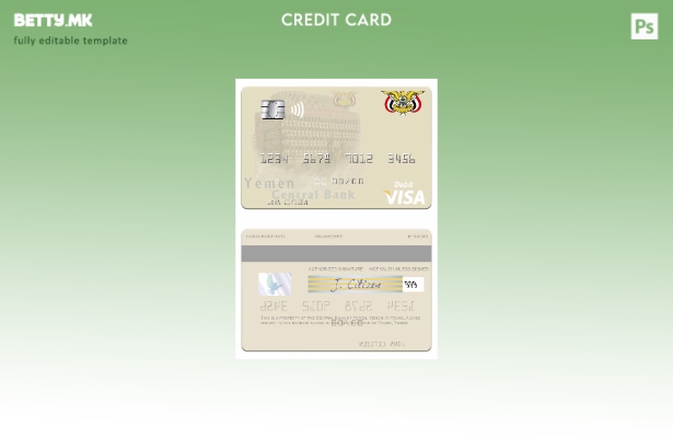 Модерен стил шаблон за виза за дебитна картичка на Централната банка на Јемен на